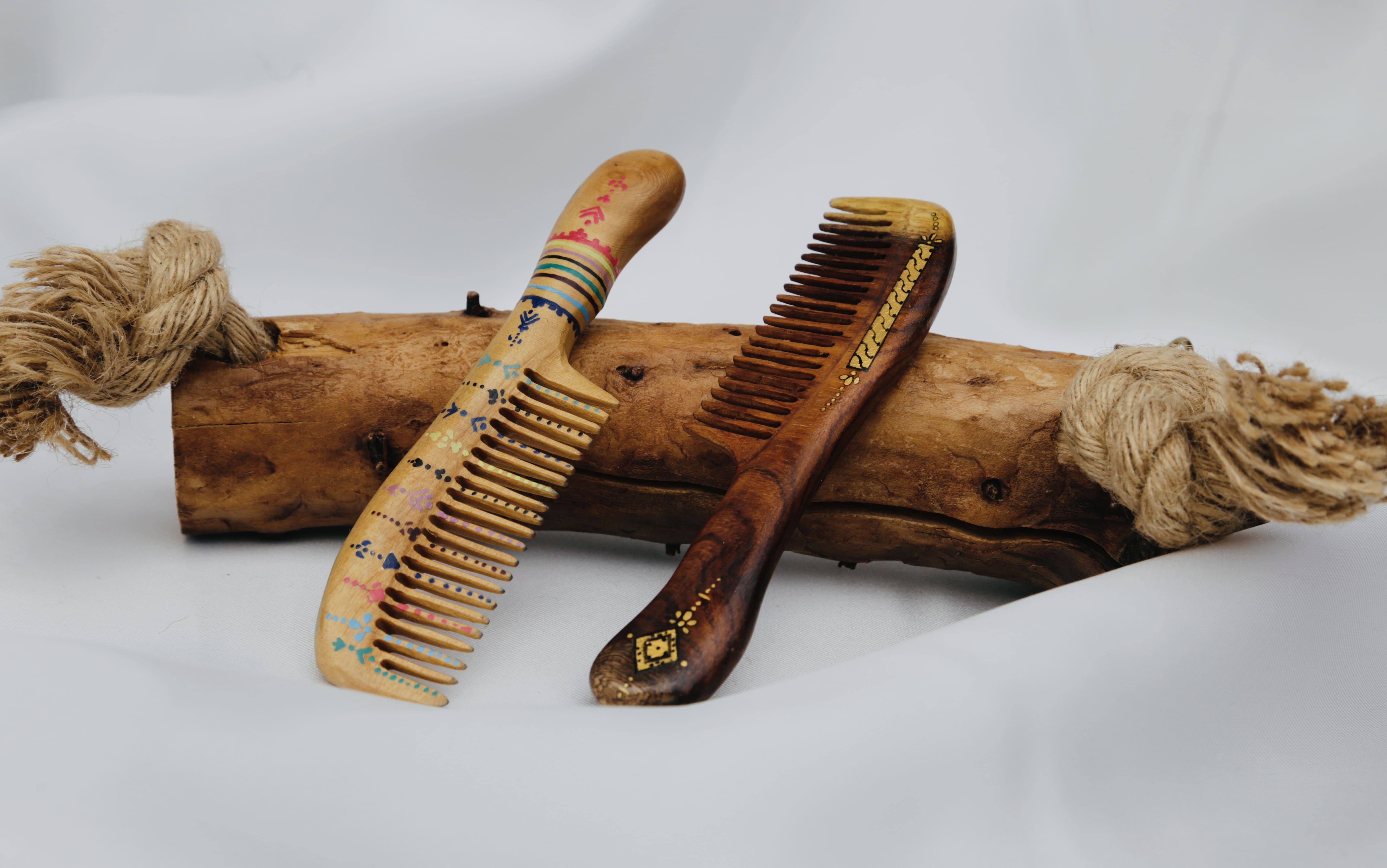 Handcrafted wooden hair brush