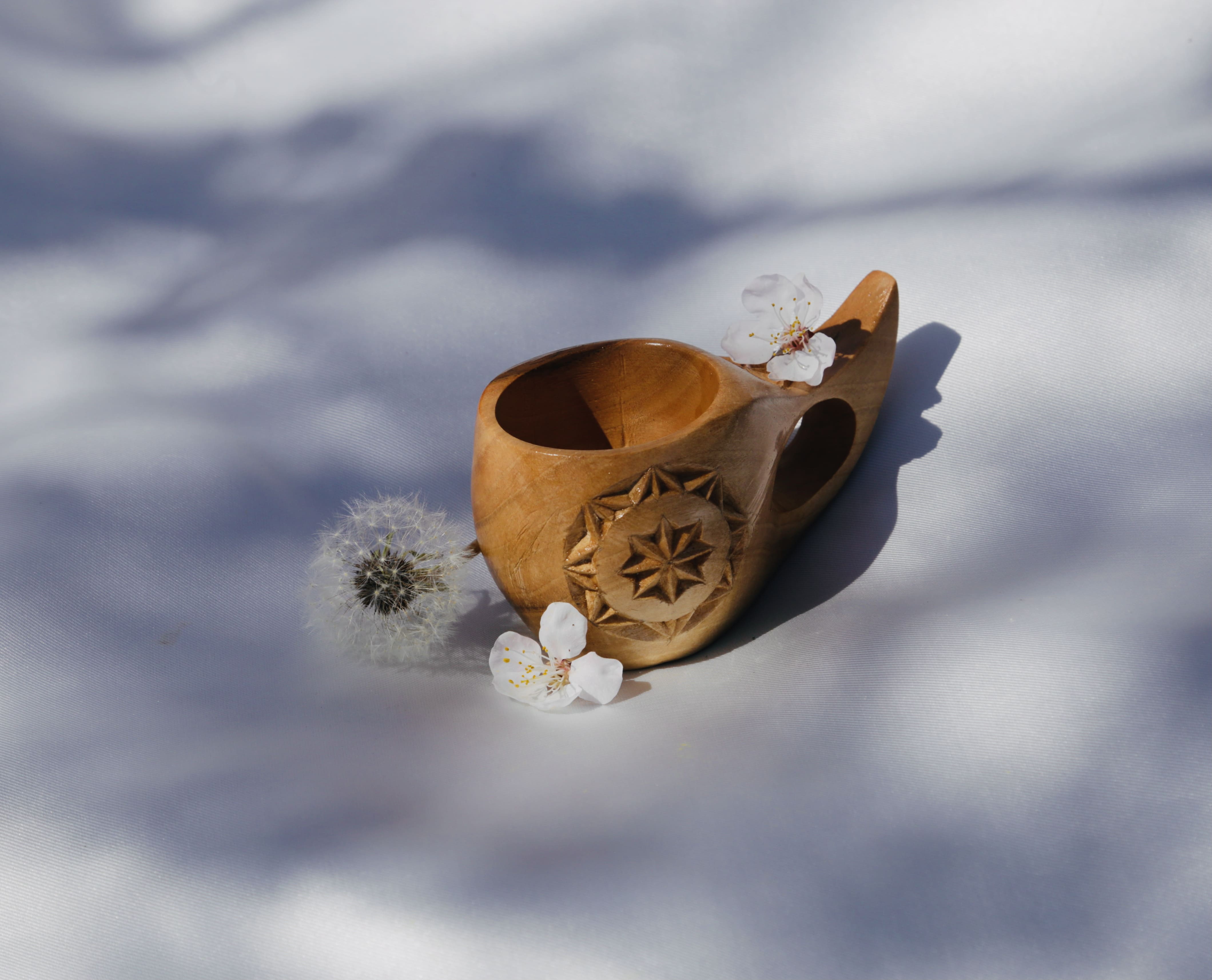 Hand-carved wooden goblet