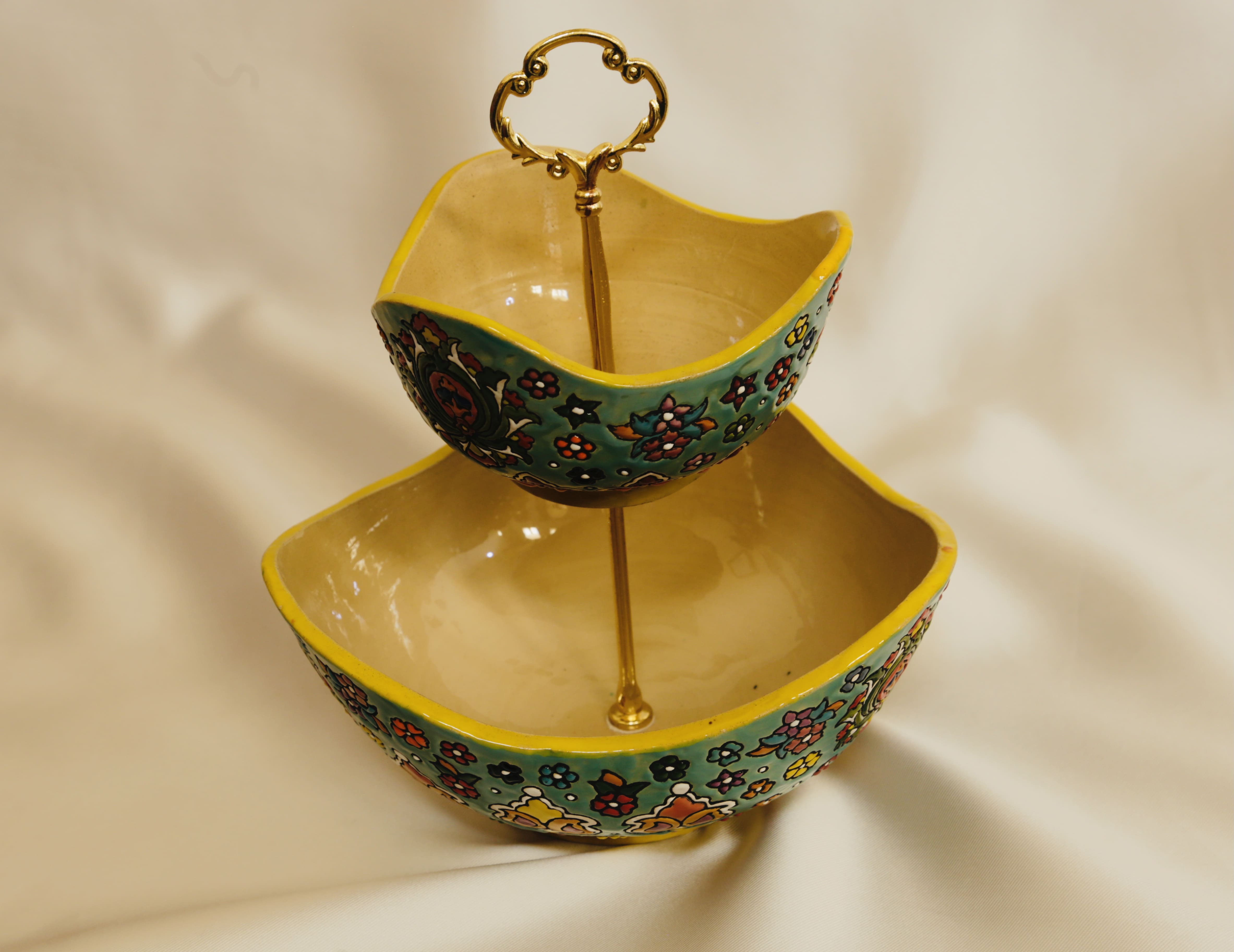 Enameled pottery fruit eating