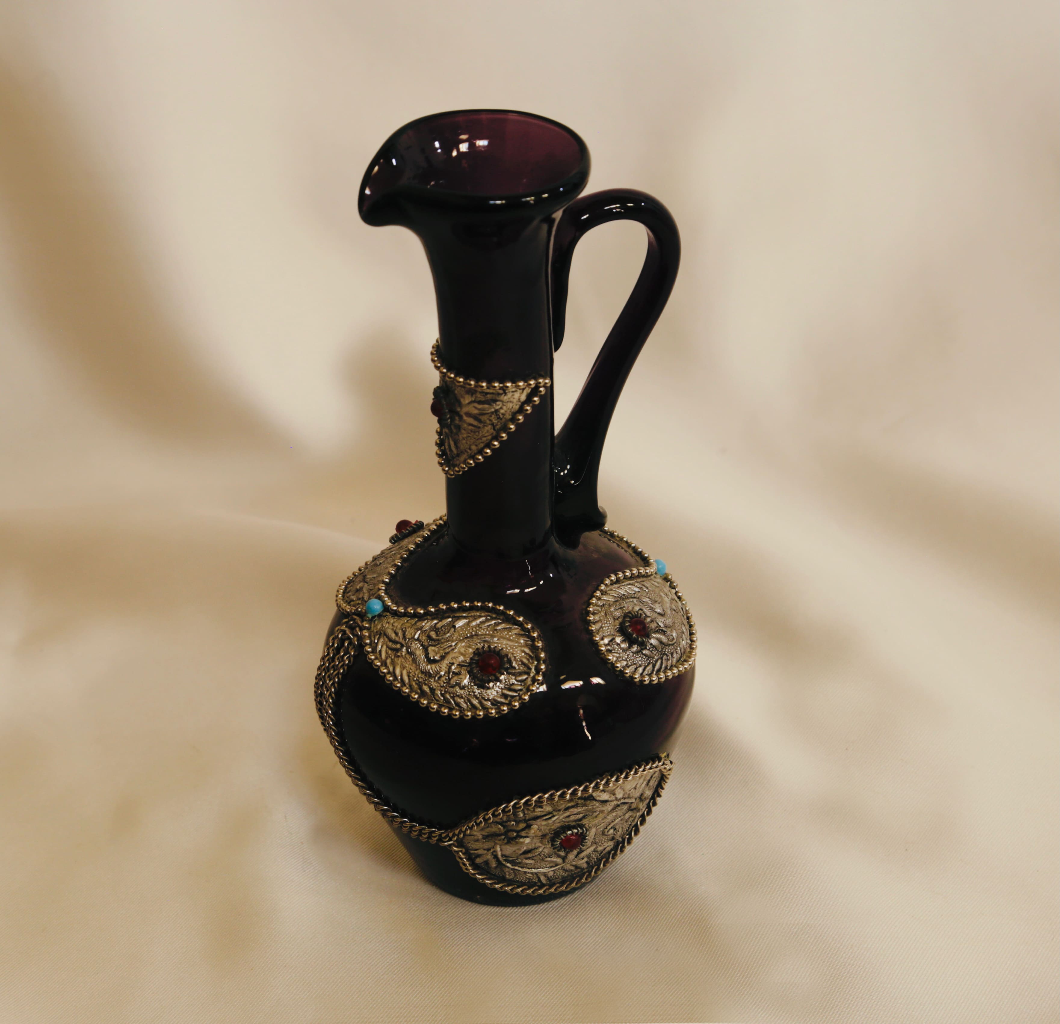 Handmade silver glass pitcher