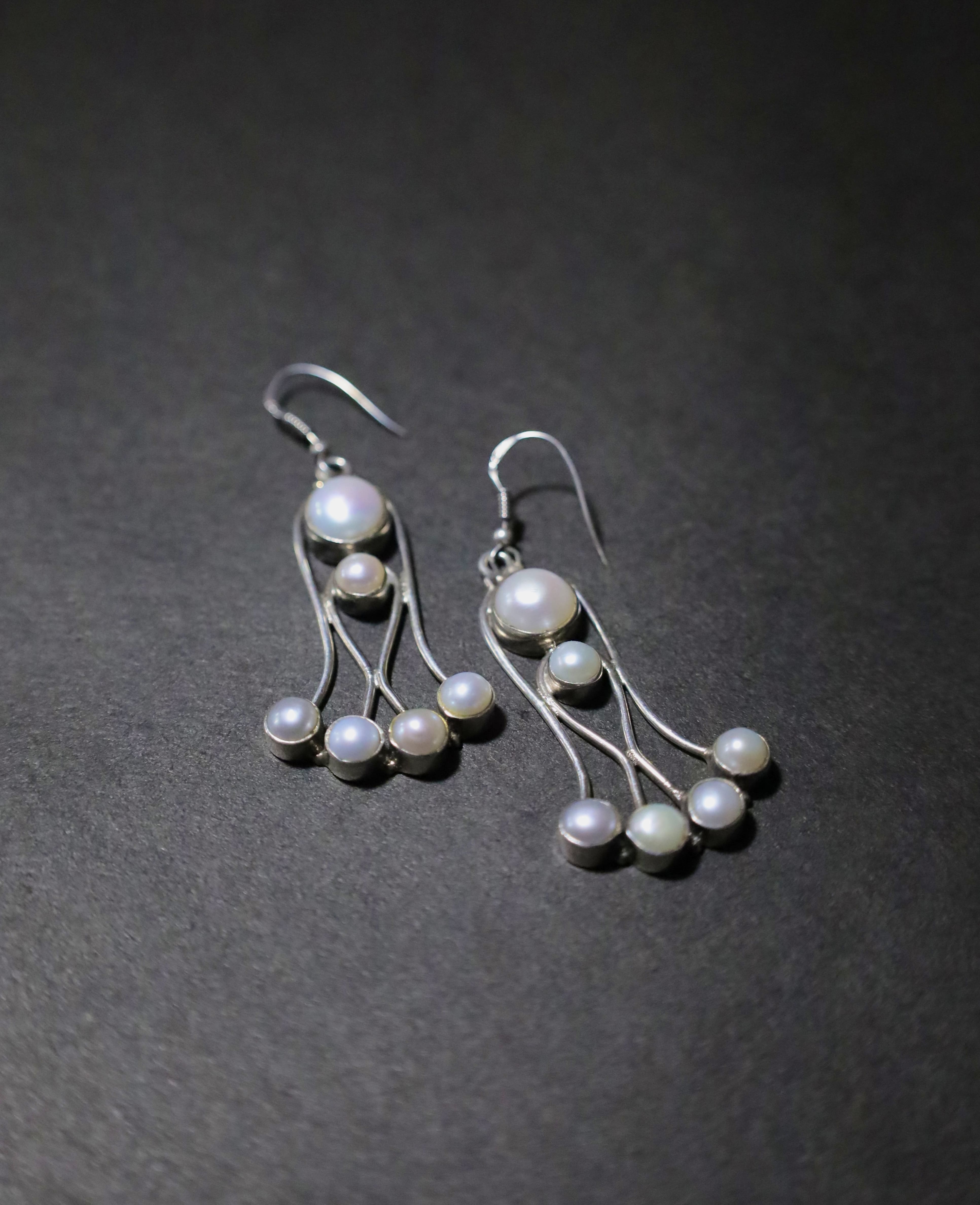 Genuine pearl silver studs