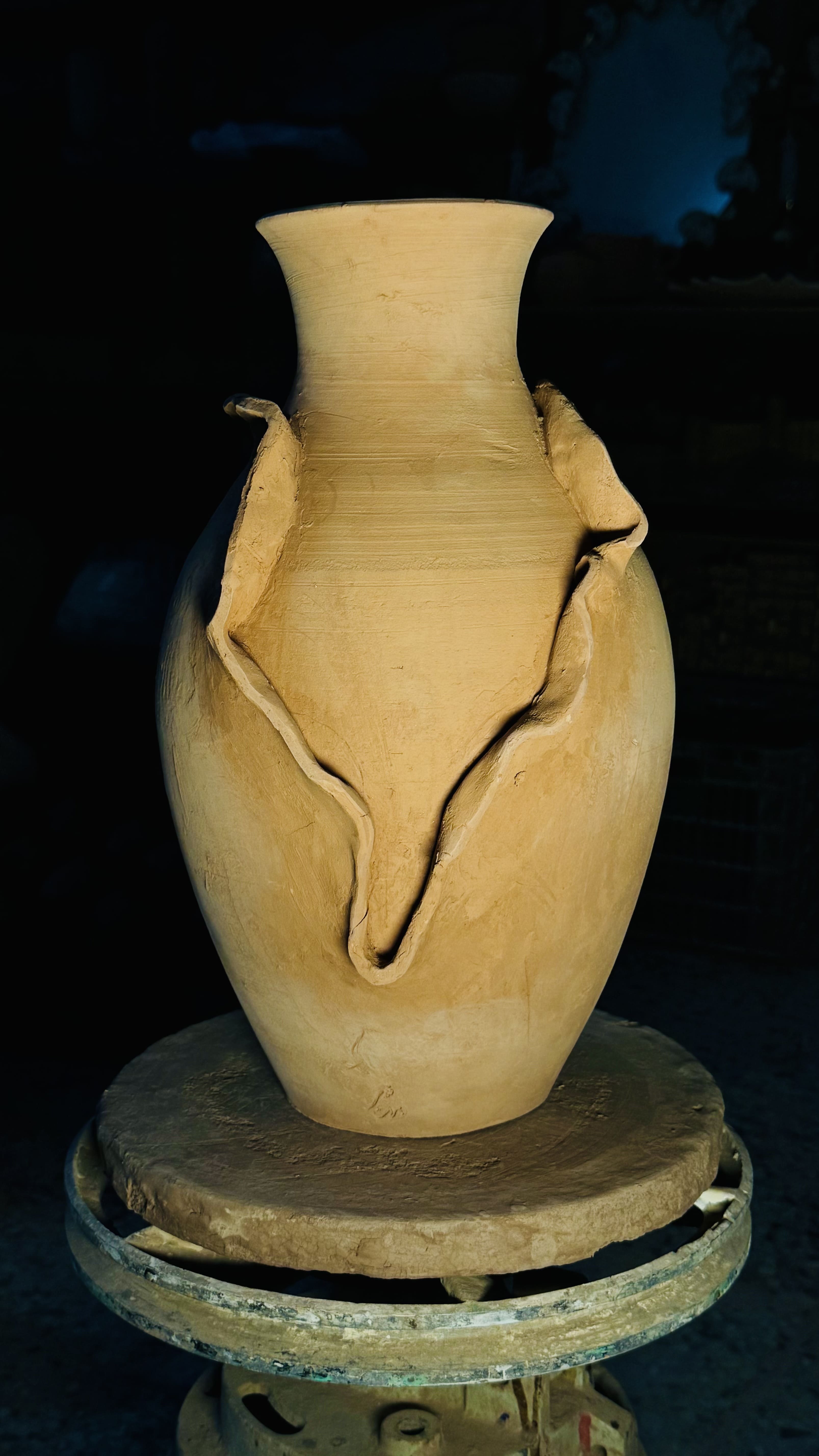 Modern handcrafted clay jar