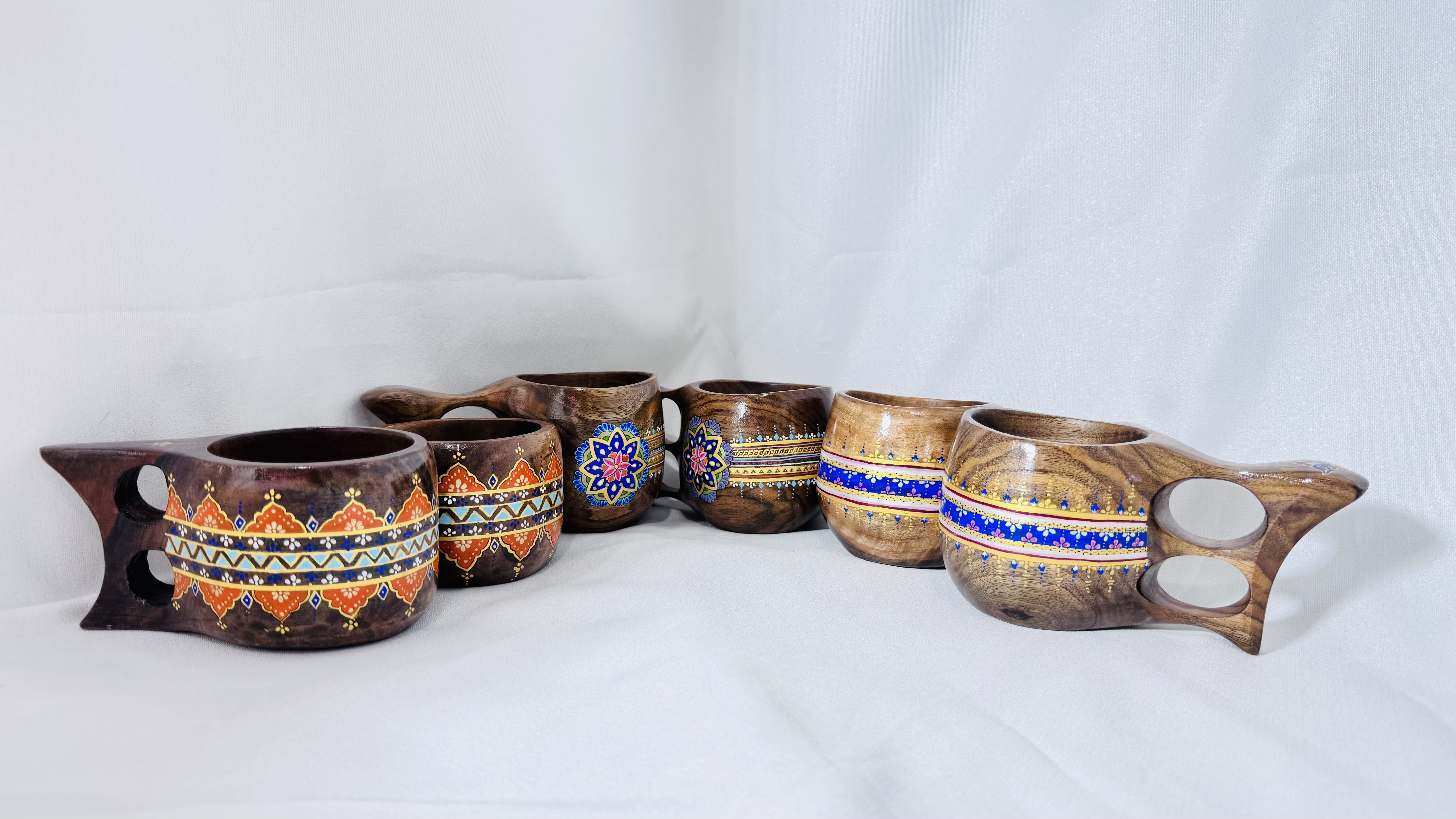 Hand-painted wooden cup